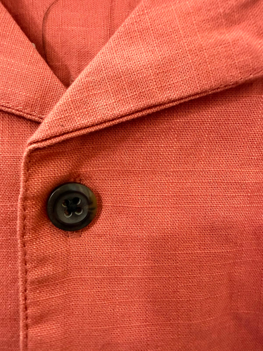 Men's Rust Short Sleeve Linen Blend Casual Shirt