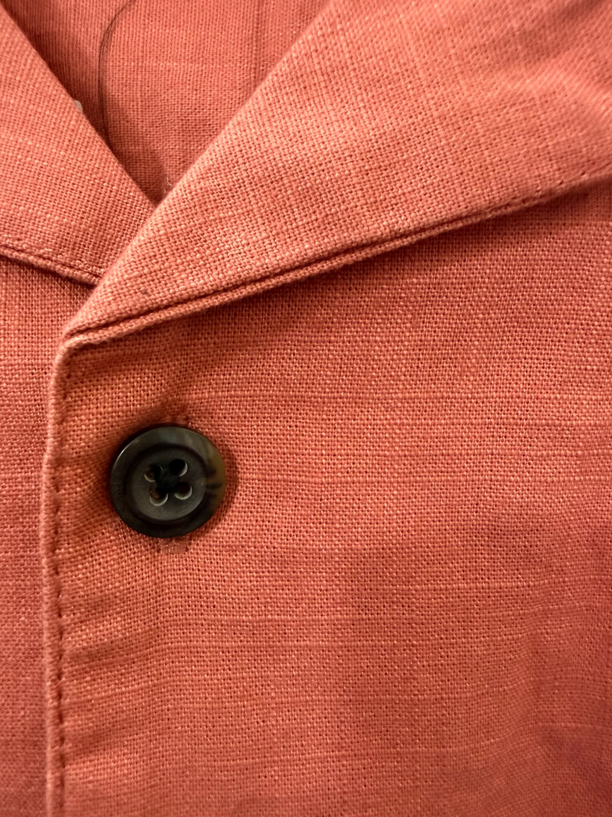 Men's Rust Short Sleeve Linen Blend Casual Shirt