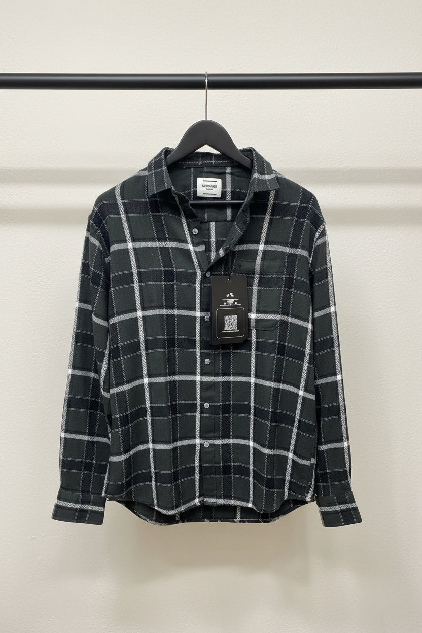 Mechanic London Men's Green Plaid Flannel Shirt