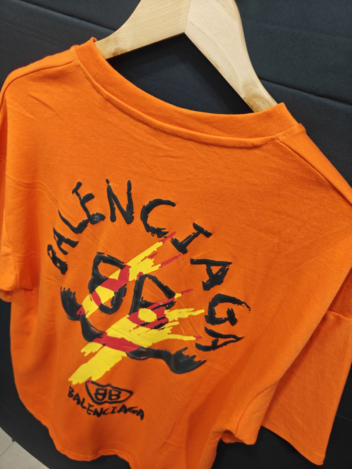 Balenciaga Orange Graffiti Logo Oversized T-Shirt