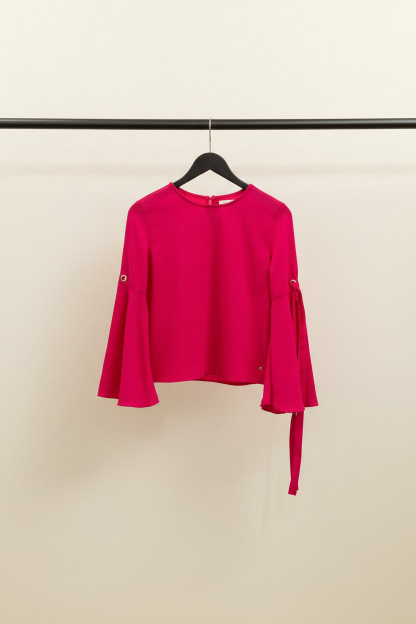 ONLY Women's Fuchsia Pink Bell Sleeve Top