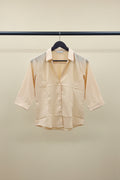Western Adda Women's Beige 3/4 Sleeve Collared Shirt