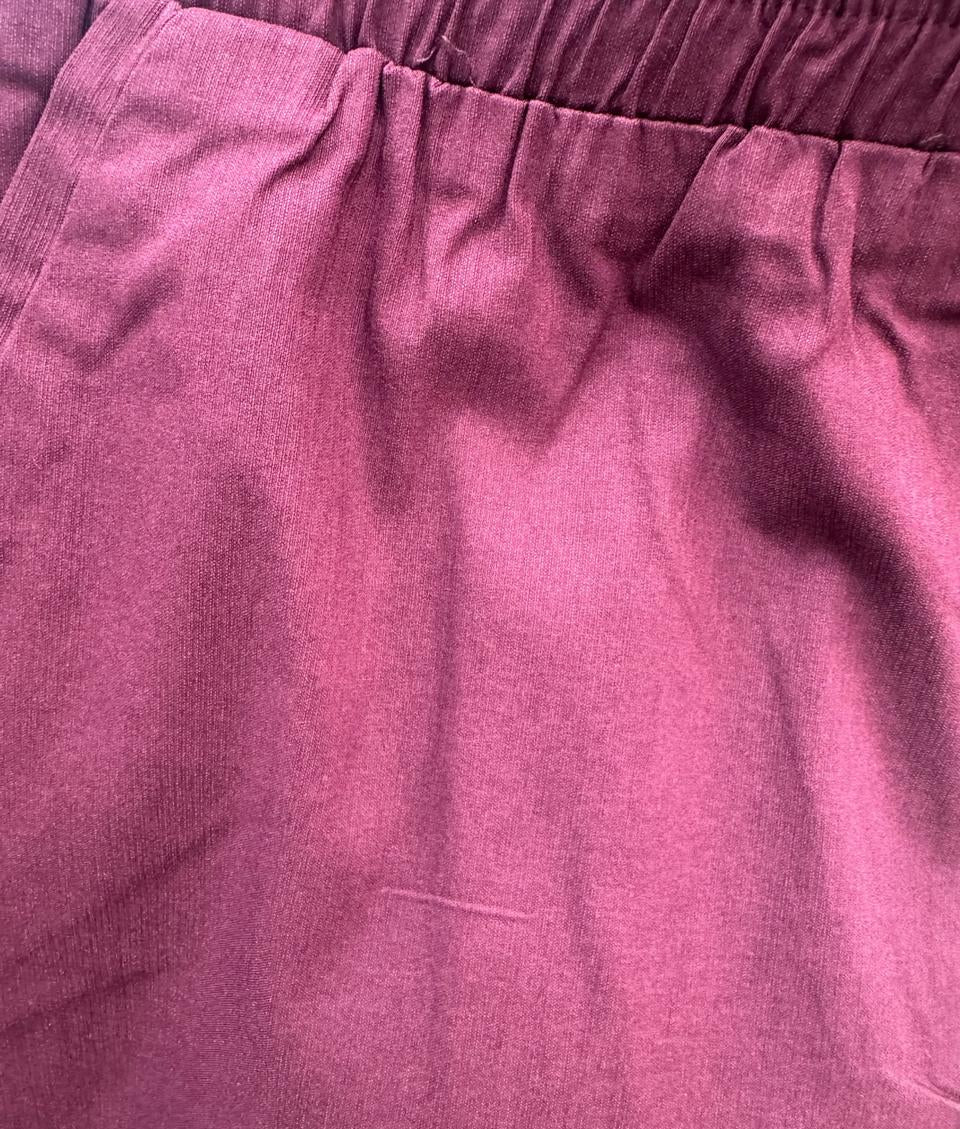 Women's Maroon Elastic Waist Straight Leg Trousers