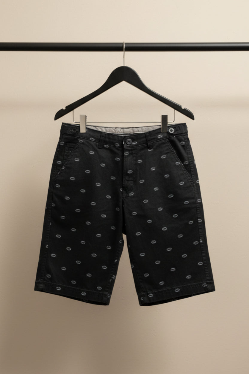 WOLF RIDER Men's Black Printed Casual Shorts
