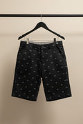 WOLF RIDER Men's Black Printed Casual Shorts