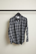 TREND BRIDGE Men's Black and White Plaid Flannel Shirt