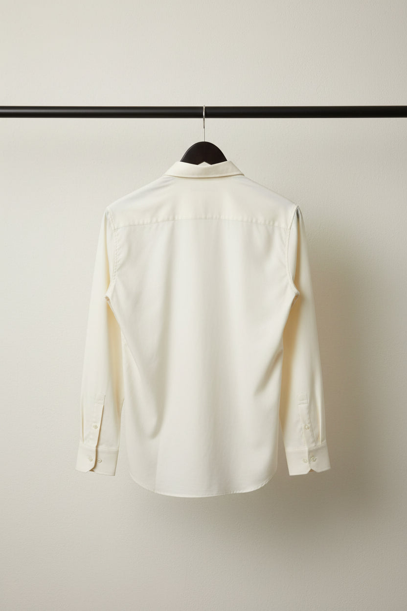 Men's Armani Exchange Cream Solid Full Sleeve Casual Shirt