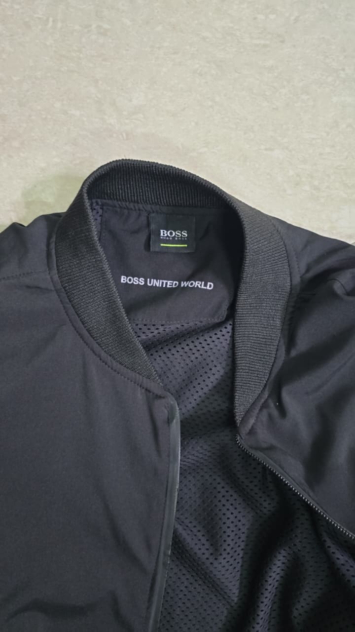 BOSS UNITED WORLD Men's Black Bomber Jacket with Mesh Lining