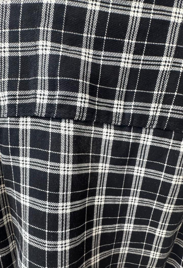 SU YOLO Men's Black and White Plaid Slim Fit Casual Shirt