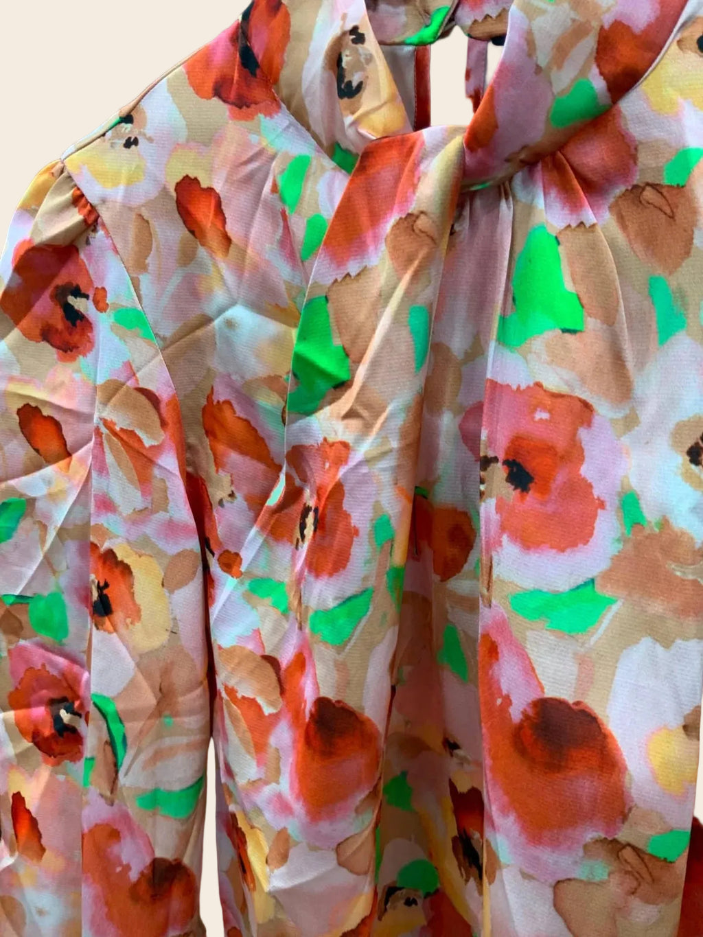 OUTRYT Women's Multicolor Floral Print High Neck Long Sleeve Blouse