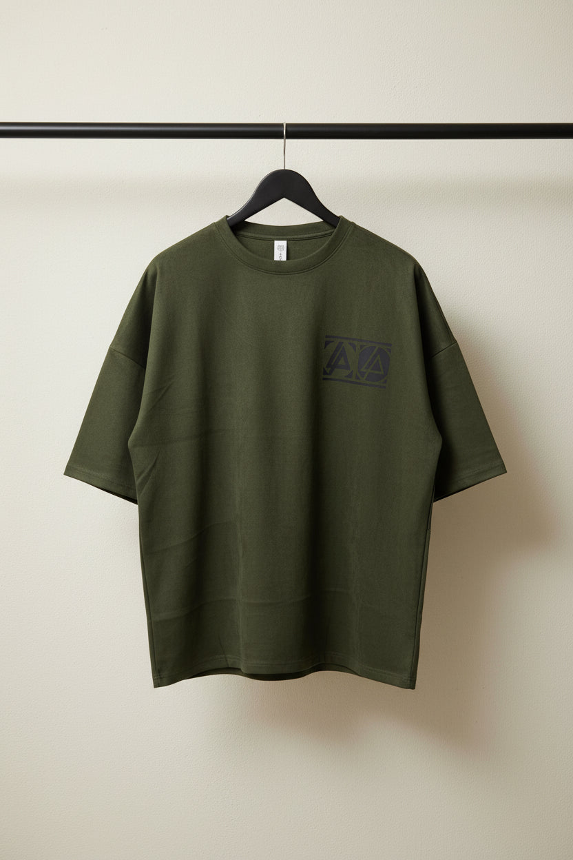 Men's XOXO Olive Green Oversized T-shirt with Graphic Print