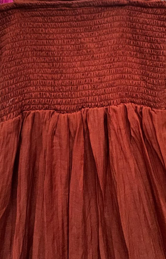 Women's Rust Orange Smocked Tiered Maxi Dress