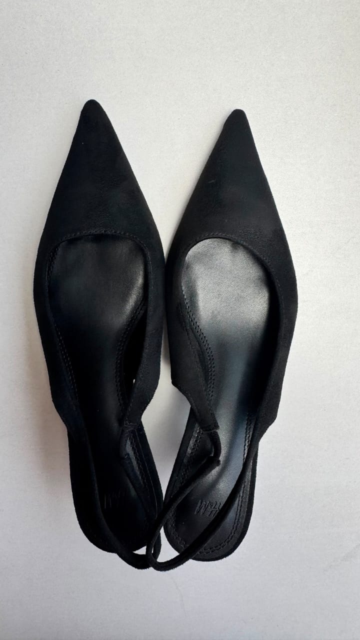 H&M Black Pointed Toe Slingback Heels