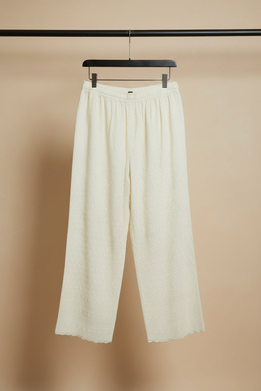 Cream Embroidered Palazzo Pants