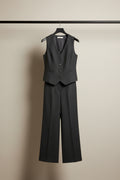 Lyt. DESIGNER Black Sleeveless V-Neck Button-Front Vest