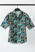 Men's Multicolor Houndstooth Print Short Sleeve Casual Shirt