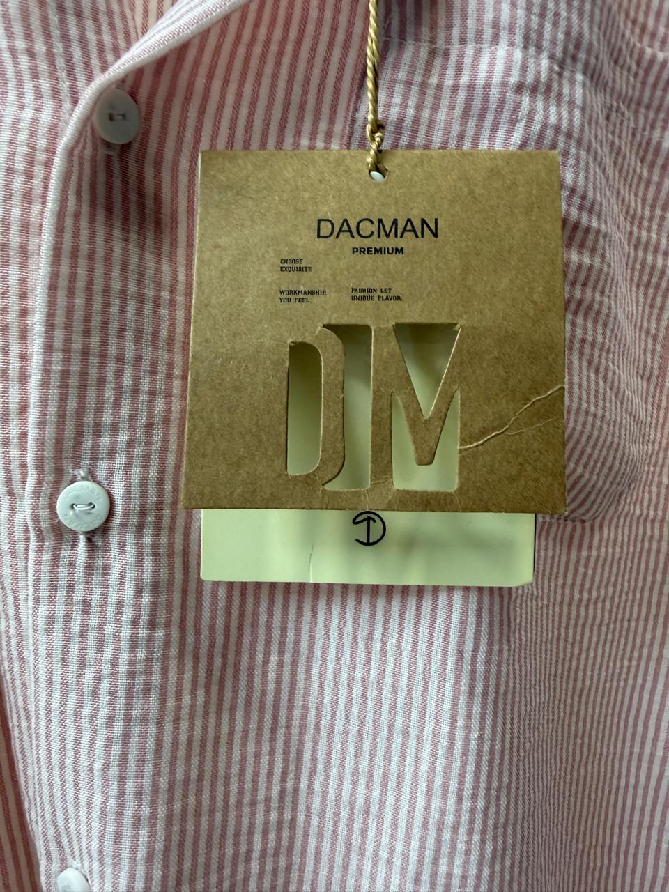 DACMAN Men's Pink & White Striped Full Sleeve Casual Shirt
