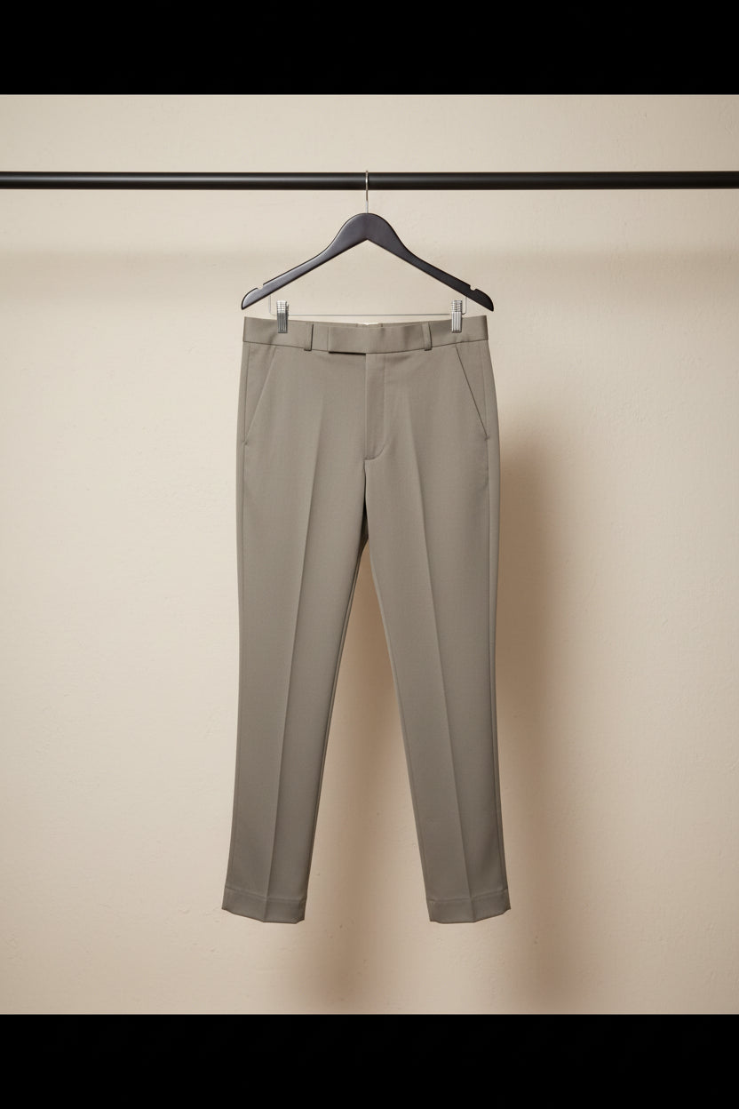 ELAN Men's Khaki Mid Rise Regular Fit Premium Trousers
