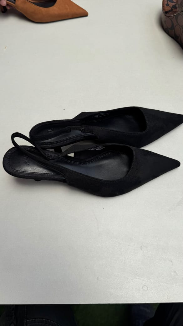 H&M Black Pointed Toe Slingback Heels