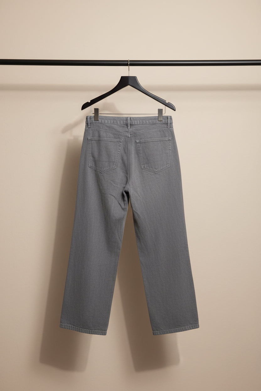 H.M Silver Niddle Men's Grey Straight Fit Trousers