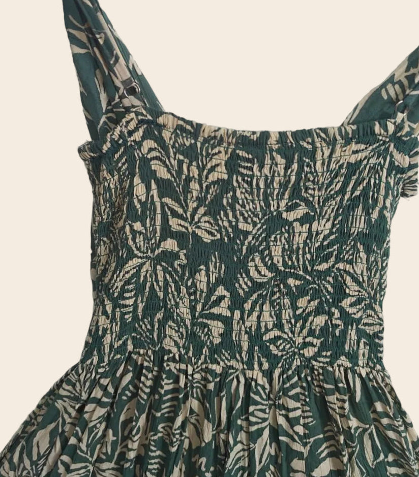 ANGIE Women's Green Leaf Print Rayon Jumpsuit