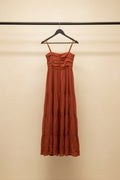 Women's Rust Orange Smocked Tiered Maxi Dress