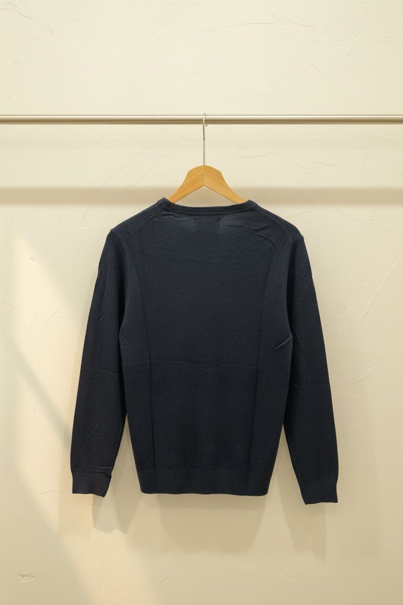 THE BASICS Men's Navy Blue Crew Neck Long Sleeve Sweater