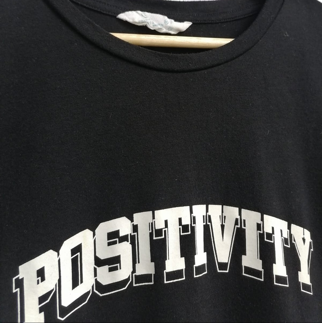 Primark Cares Black Positivity Print Cap Sleeve T-shirt
