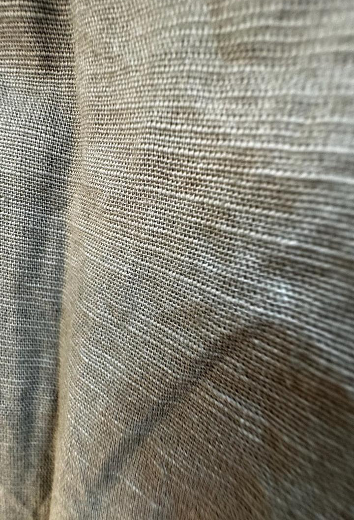H&M Men's Olive Green Linen Blend Long Sleeve Casual Shirt