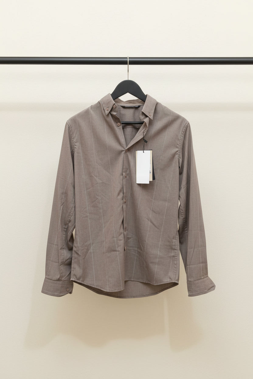 Men's Brown Striped Long Sleeve Casual Shirt