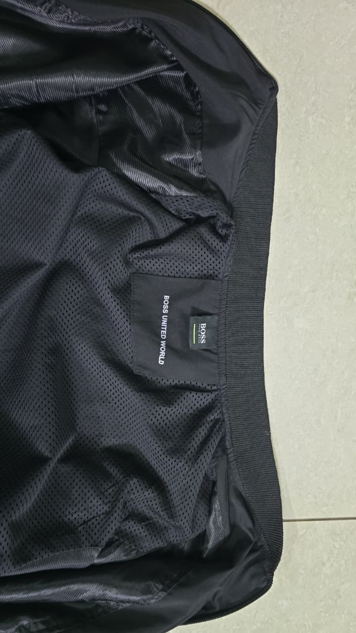 BOSS UNITED WORLD Men's Black Bomber Jacket with Mesh Lining