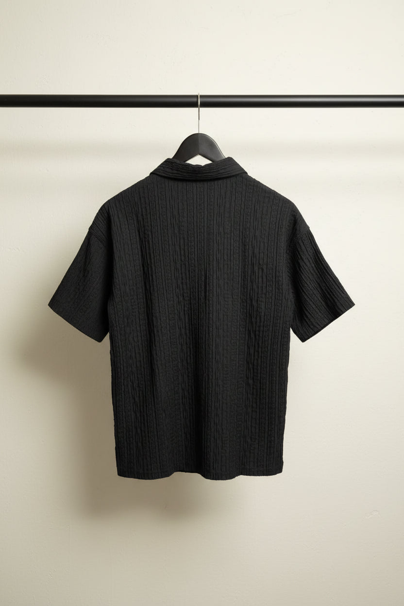 Men's Black Textured Short Sleeve Shirt by ULTRA CLUB