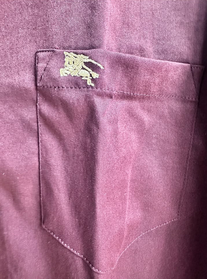 Burberry Men's Purple Long Sleeve Collared Shirt