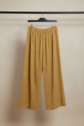 Women's Mustard Yellow Textured Palazzo Pants