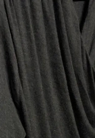 H&M Women's Dark Grey Draped Wrap Long Sleeve Top