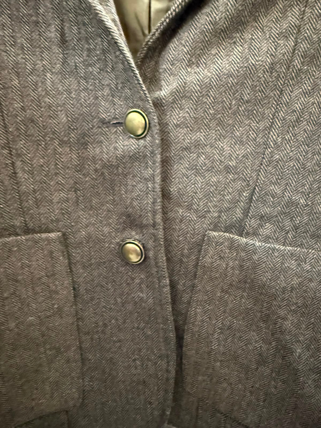 Saint Laurent Paris Women's Brown Herringbone Wool Blazer Jacket