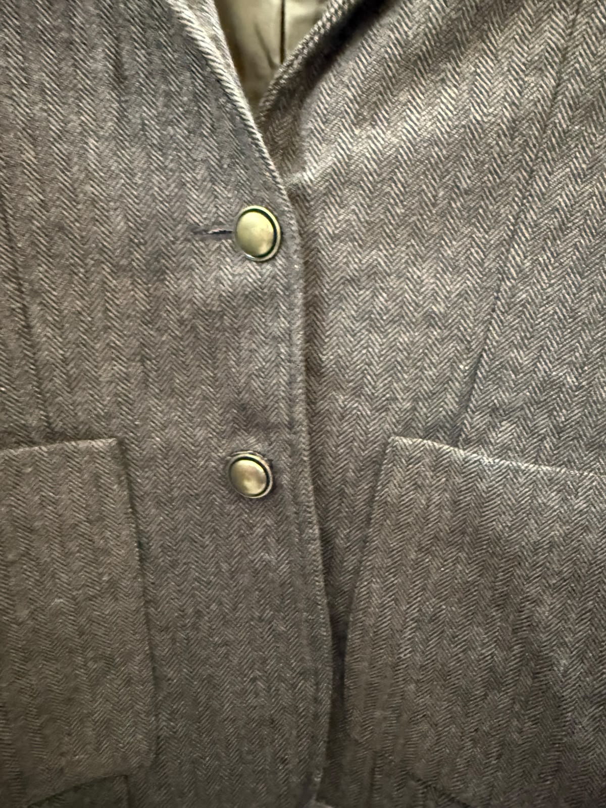 Saint Laurent Paris Women's Brown Herringbone Wool Blazer Jacket