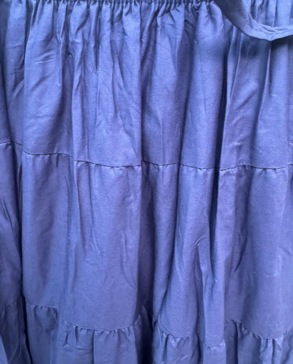 Women's Navy Blue Tiered Maxi Skirt