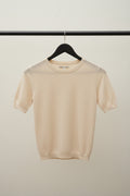 Sinsay Women's Beige Short Sleeve Knit Top with Shoulder Buttons
