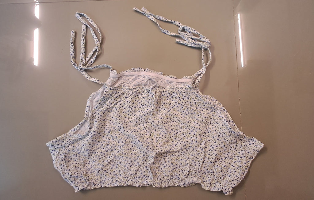 H&M Divided White Floral Print Tie-Strap Crop Top