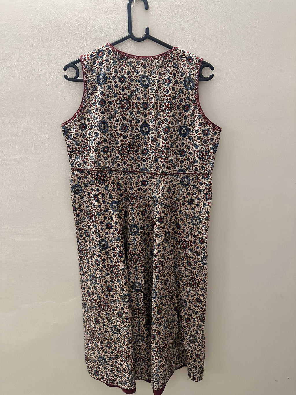 Fabindia Cotton Multicolor Printed Sleeveless Midi Dress