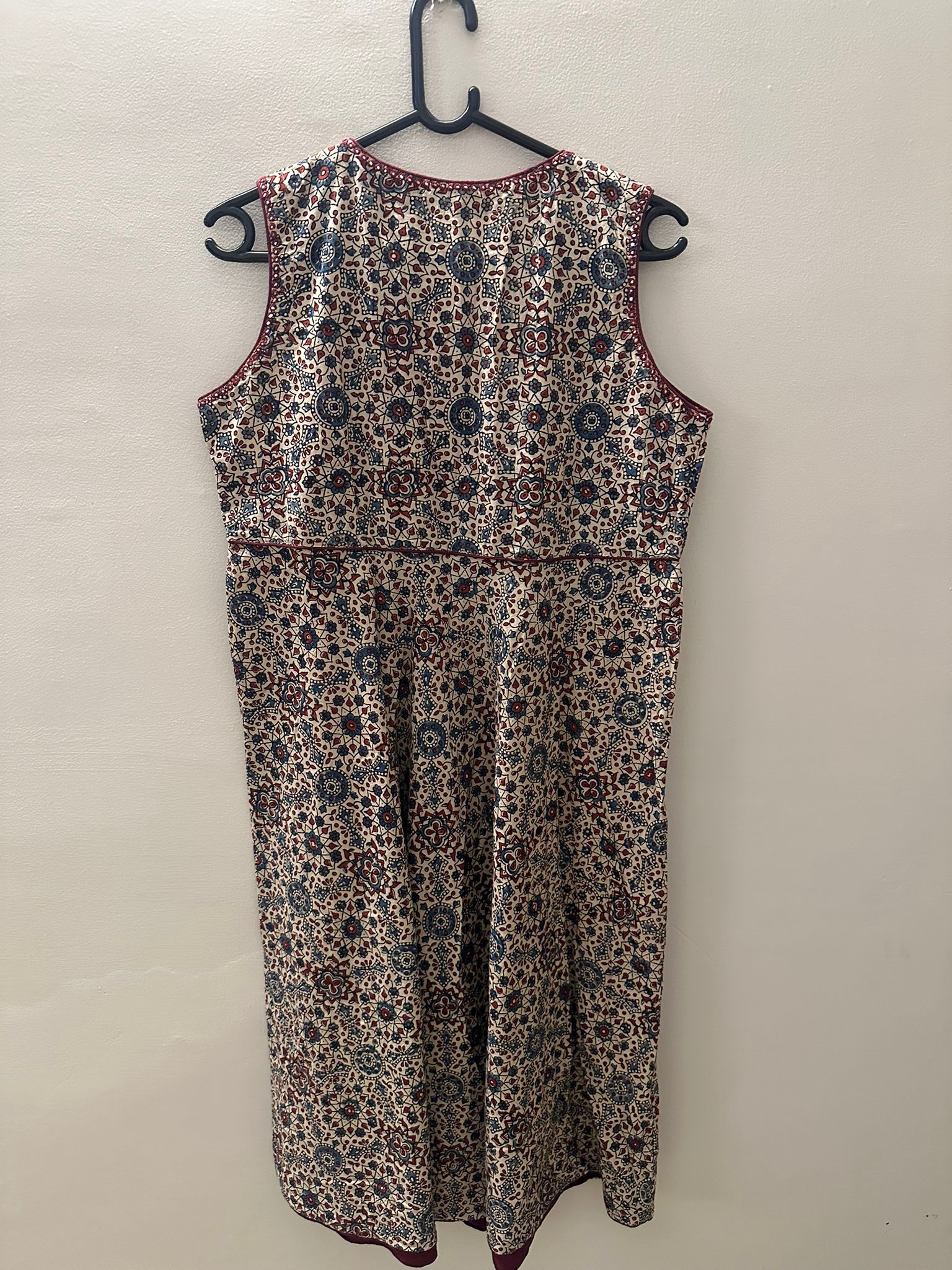 Fabindia Cotton Multicolor Printed Sleeveless Midi Dress