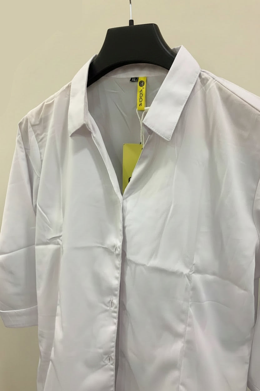 ADDA Women's White 3/4 Sleeve Collared Shirt