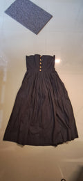 Women's Black Strapless Button-Front Pleated Midi Dress by The Label Life