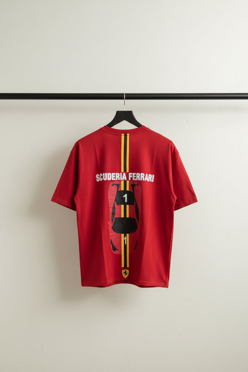 Ferrari Scuderia Racing Red T-Shirt with Car Graphic